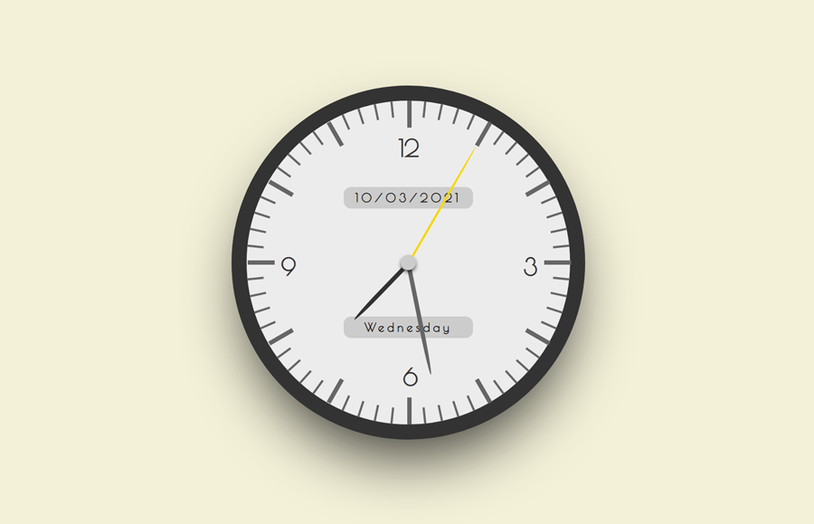 Analog Clock in CSS with Date and Time Codeconvey