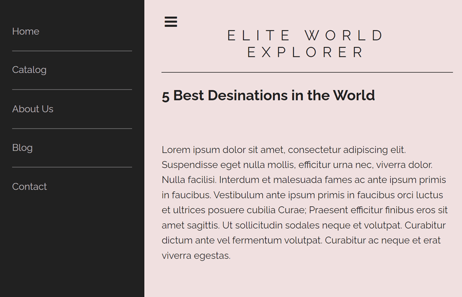 Pure CSS Slide Out Menu with Hamburger Button Codeconvey