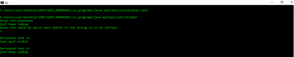 Java Program on Multiplicative Cipher CODEDOST