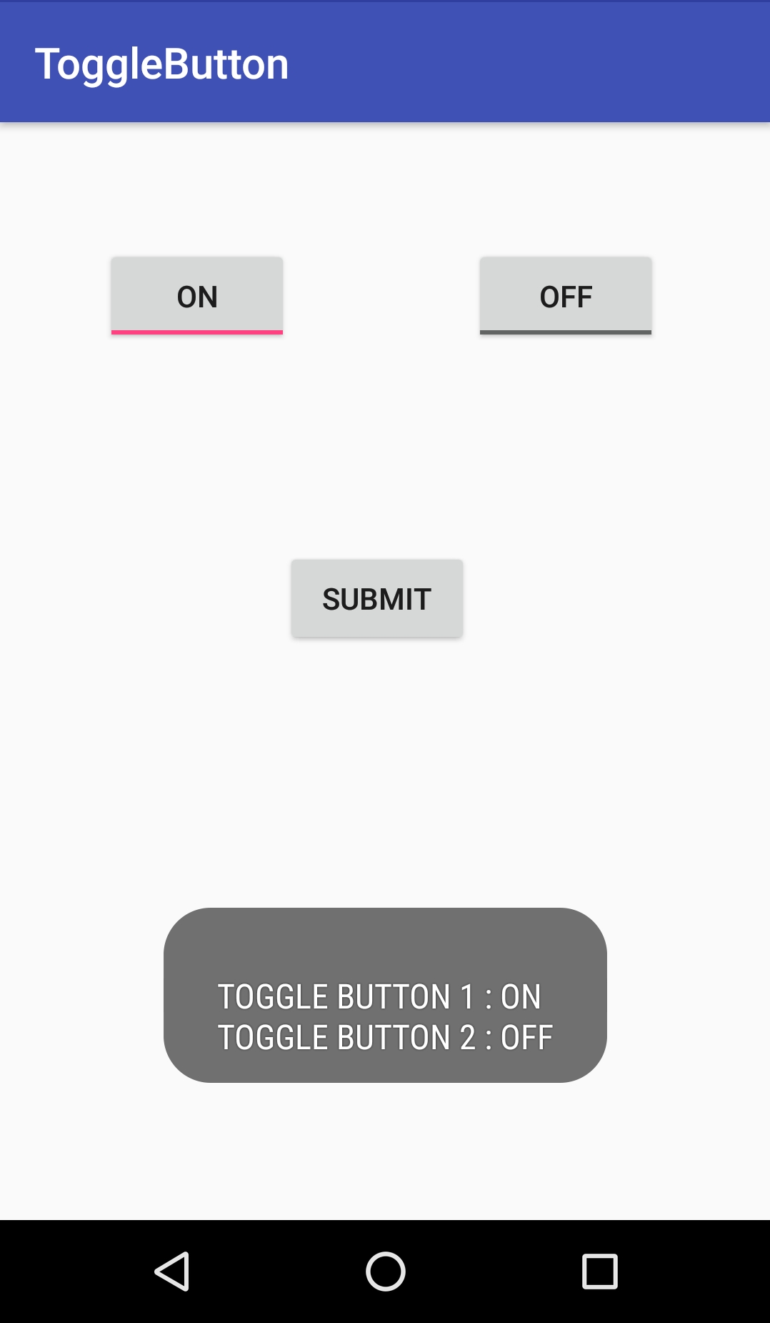 Android program to implement Toggle button CODEDOST
