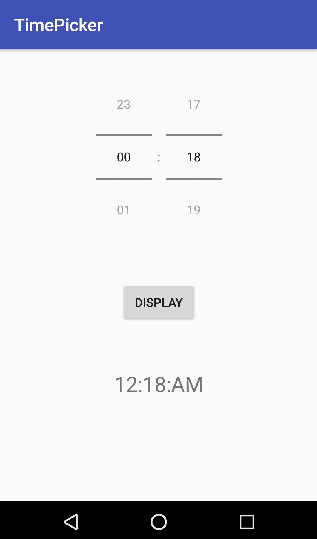 Android program to implement TimePicker CODEDOST