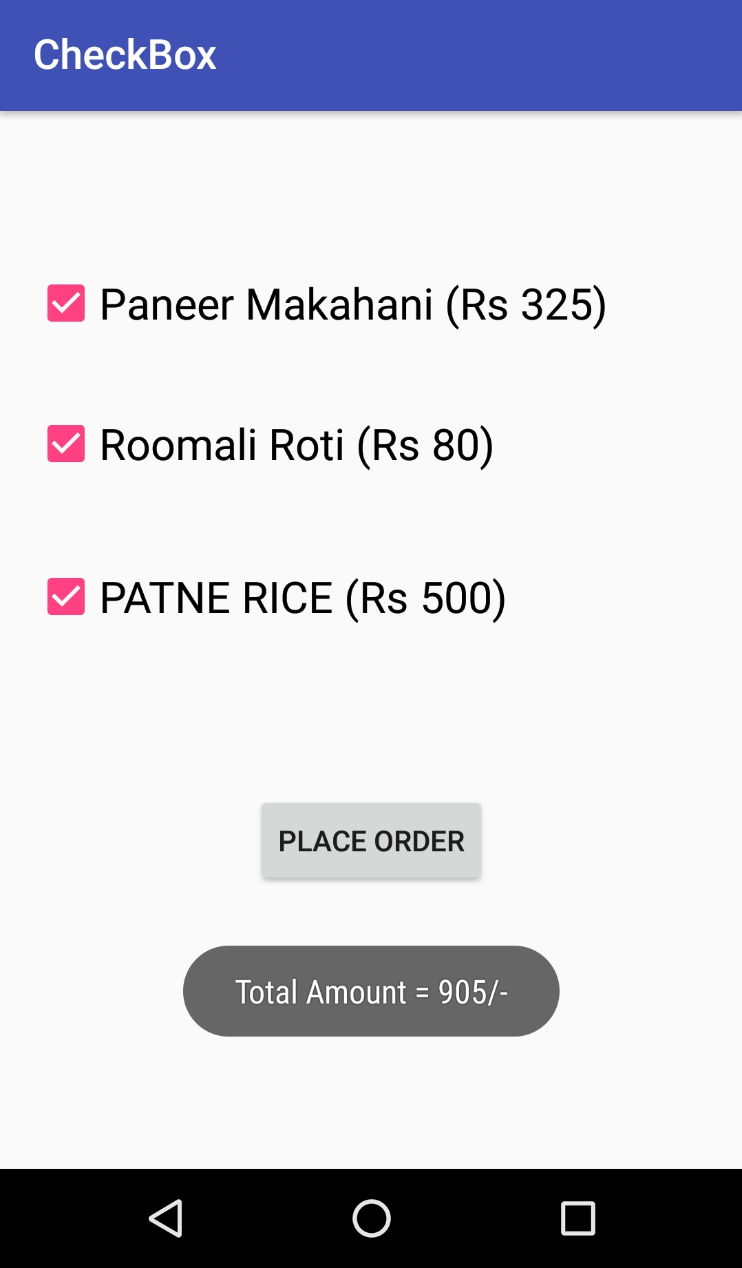 Android program to implement Checkbox widget CODEDOST