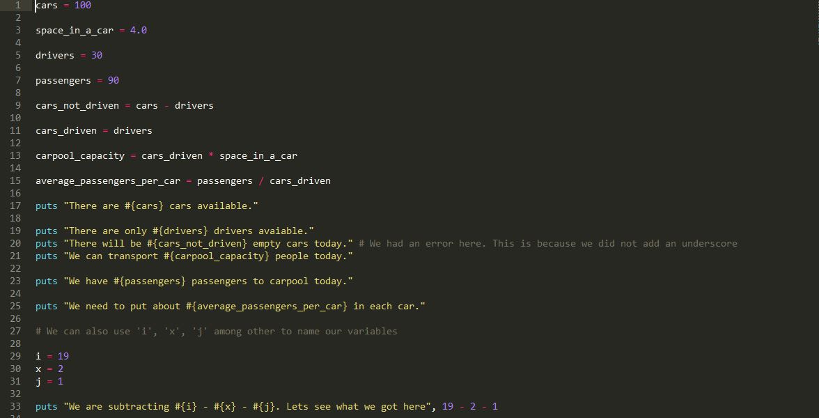Variables and Names Ruby Scripting