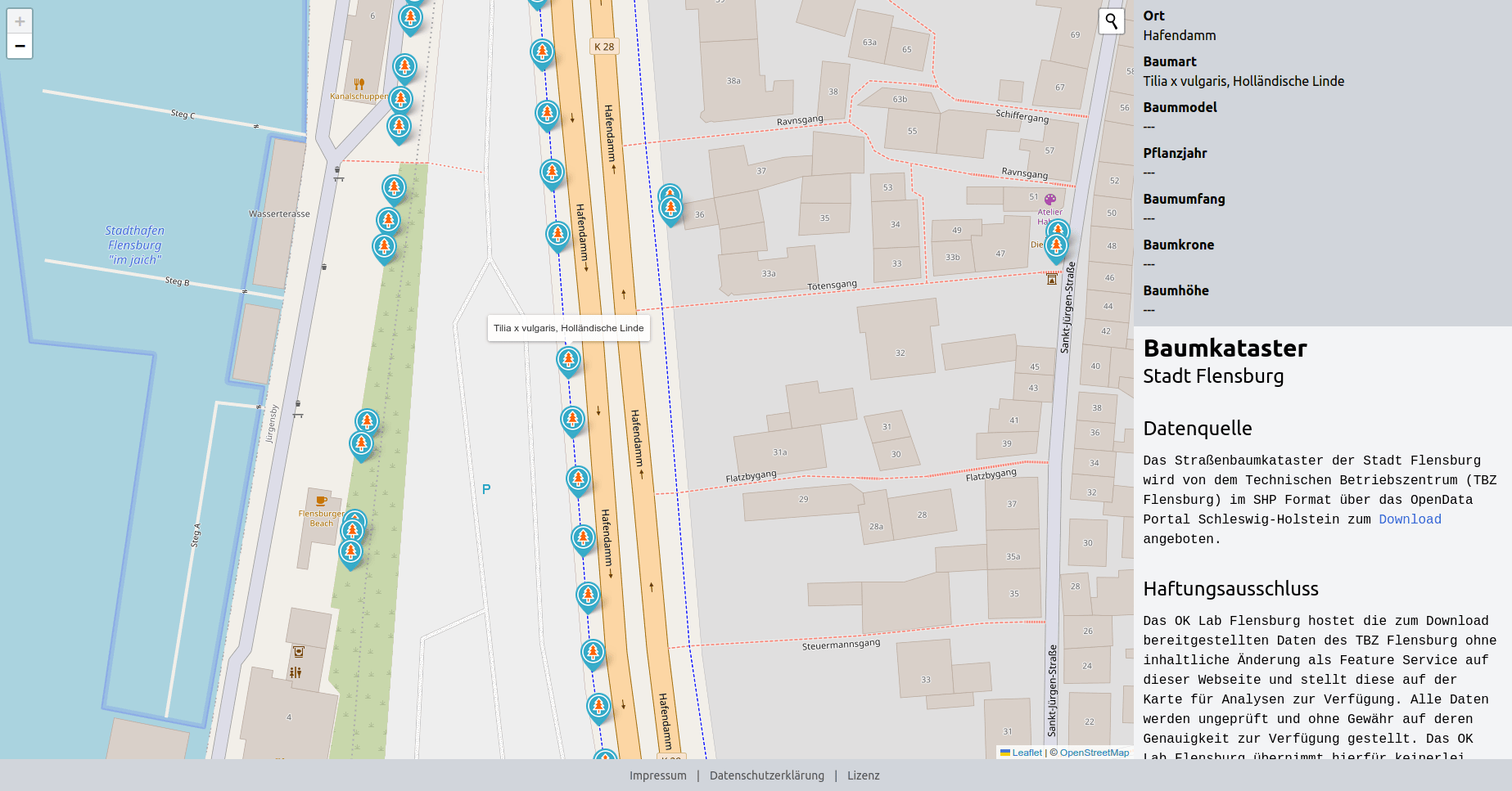 Straßenbäume der Stadt Flensburg Code for Germany