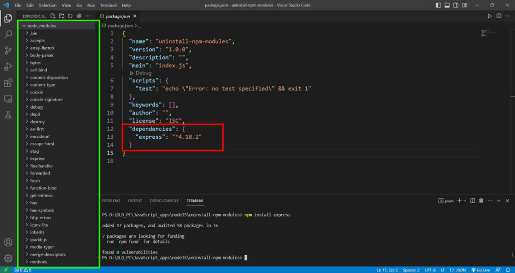 Removing NPM Packages and Dependencies in Node.js npm uninstall