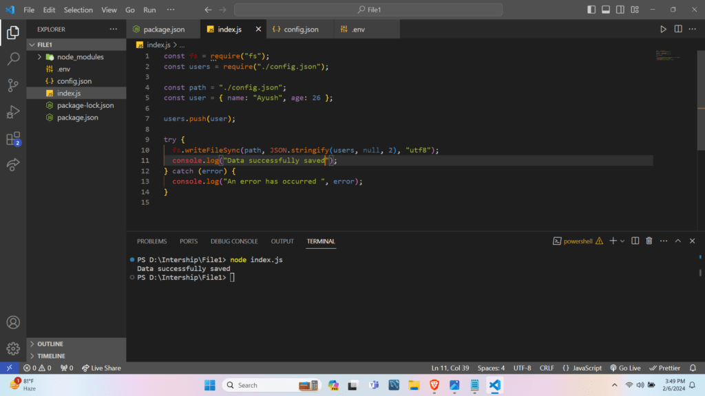 Reading and Writing JSON Files in Node.js
