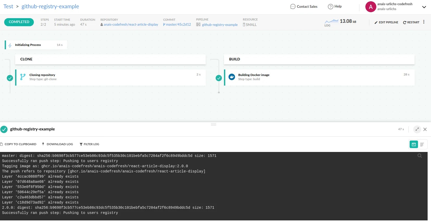 GitHub Container Registry · Codefresh Docs
