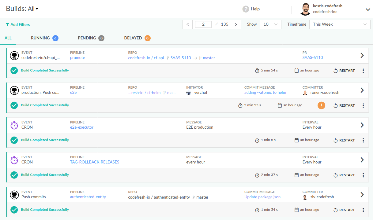 Monitoring pipelines · Codefresh Docs