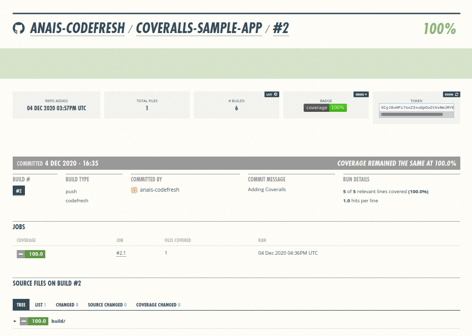 Coveralls coverage reports · Codefresh Docs