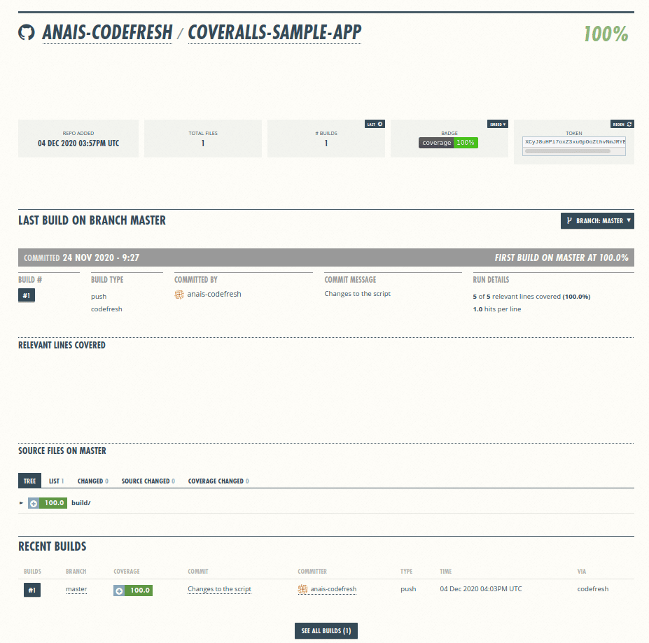 Generate Code Coverage Reports using Coveralls and Codefresh Codefresh