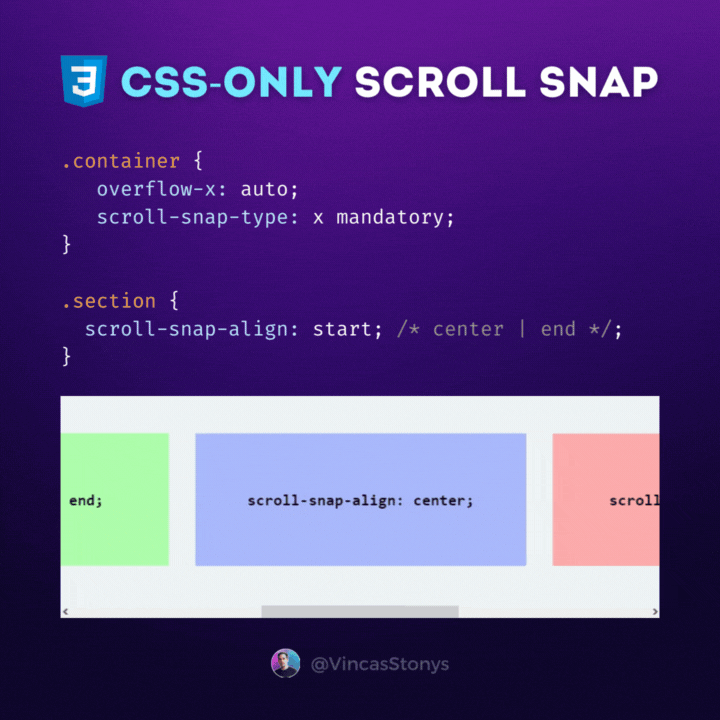 Implement ScrollSnapping Using Only CSS