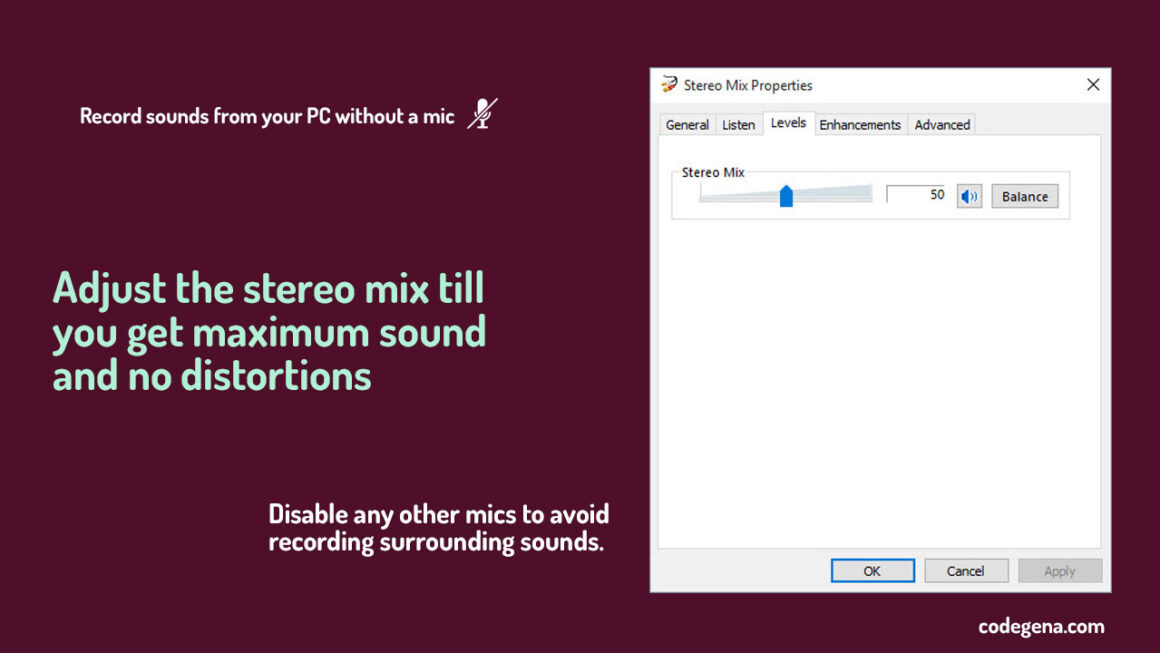 How to Record Sound from Computer directly without a Microphone? Codegena