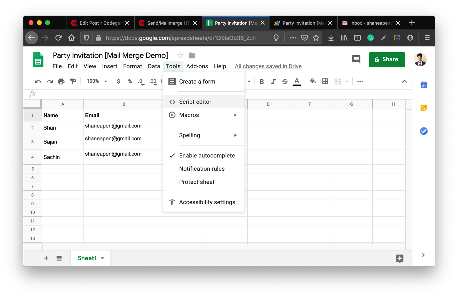 Mail Merge HTML Emails from your Gmail Account for free Codegena