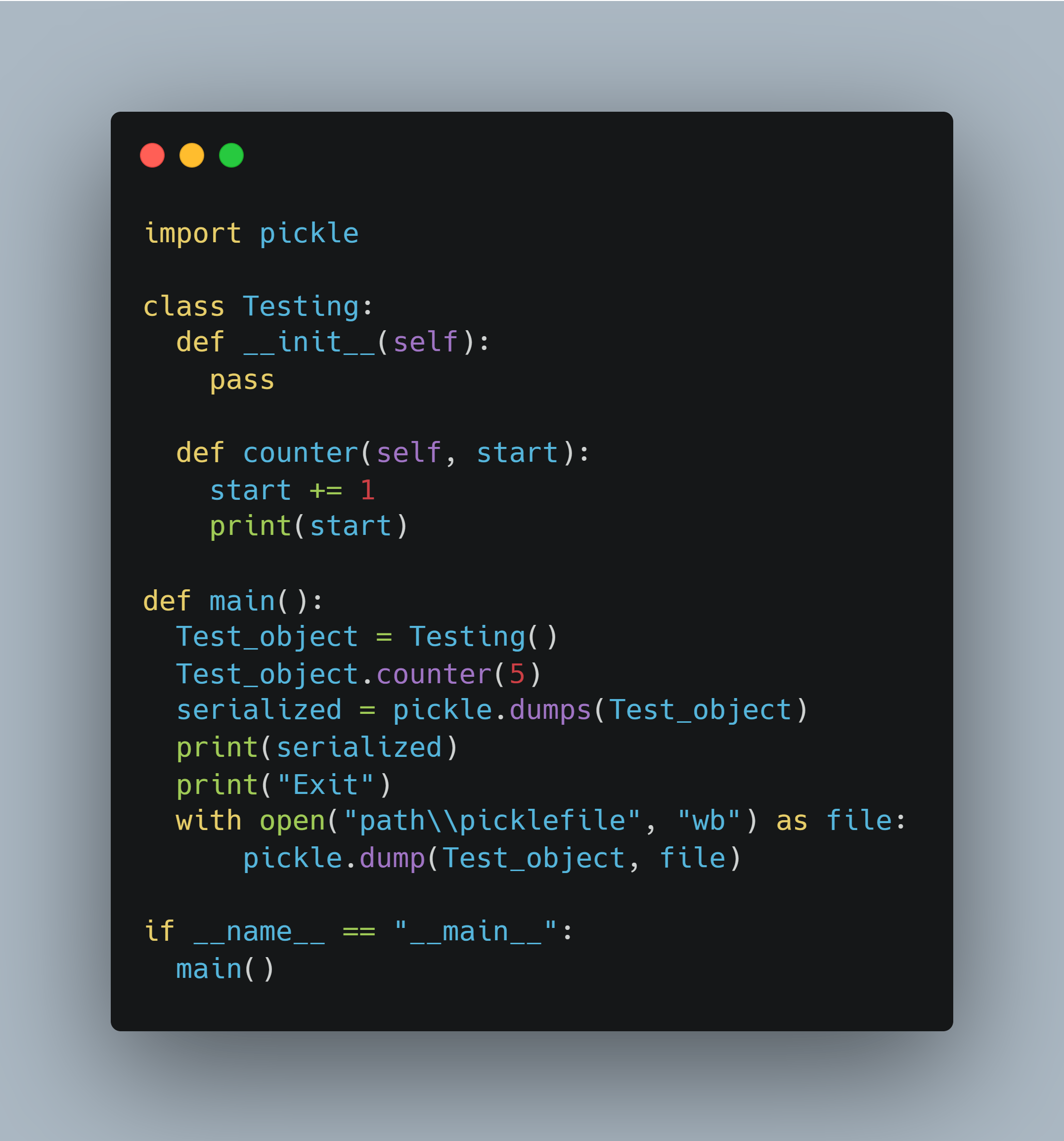 Pickle your Python Code Genezis