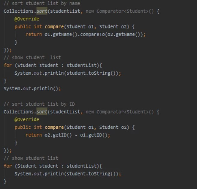 Comparable & Comparator trong Java CodeGym