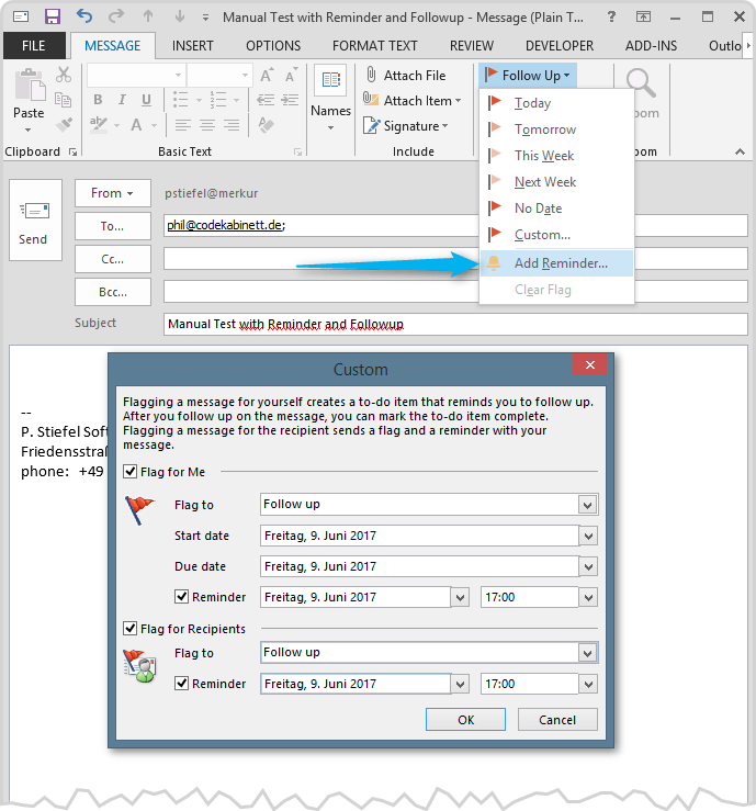 Outlook Emails with Flag and Reminder in VBA