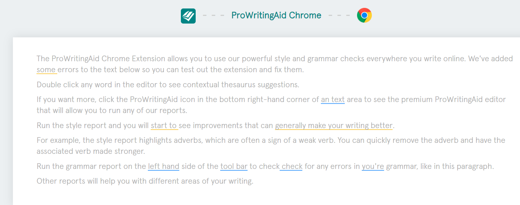 ProWritingAidChrome Codeless