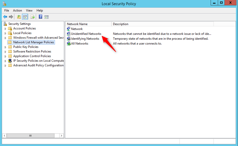 Unidentified networks in Windows Server 2012 forced to be Private