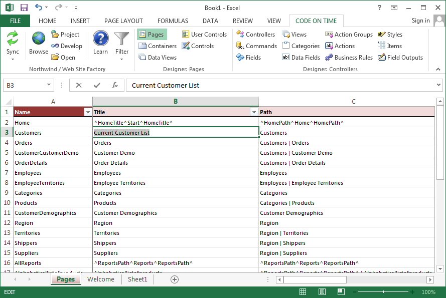 Code On Time Development / Tools for Excel / Overview