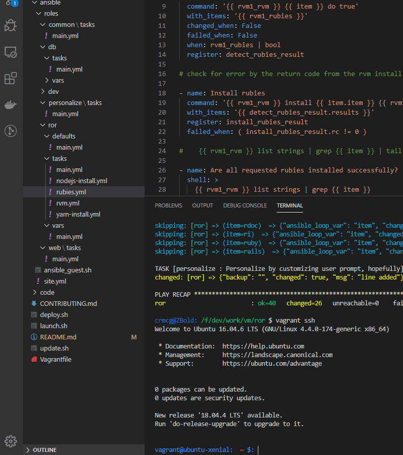 The project in work in Visual Studio Code