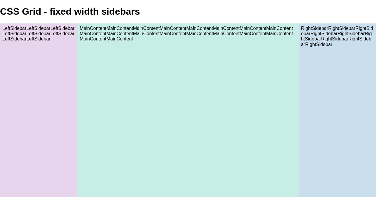 CSS Grid fixed width sidebars