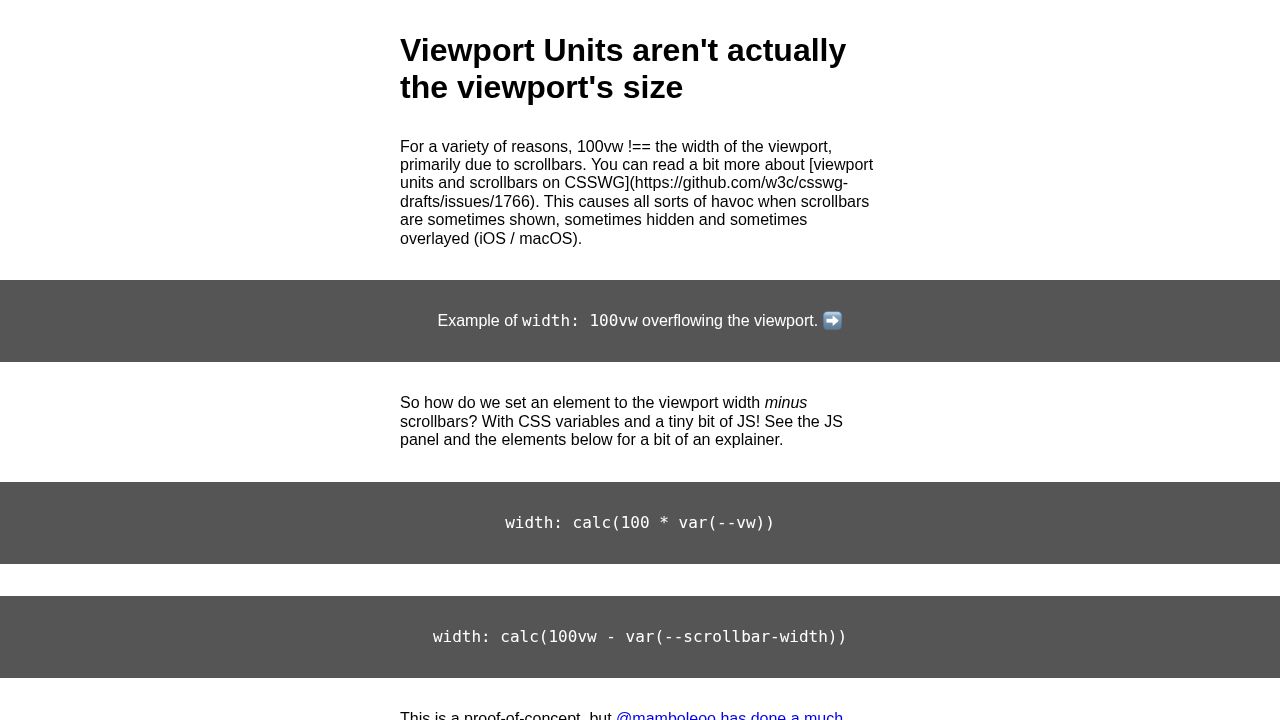 CSS Vars for viewport width minus scrollbar