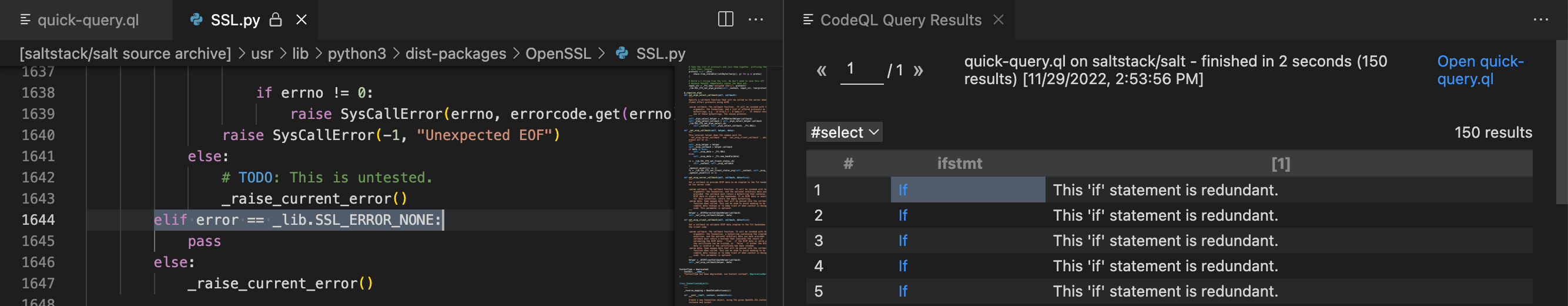 Basic query for Python code — CodeQL