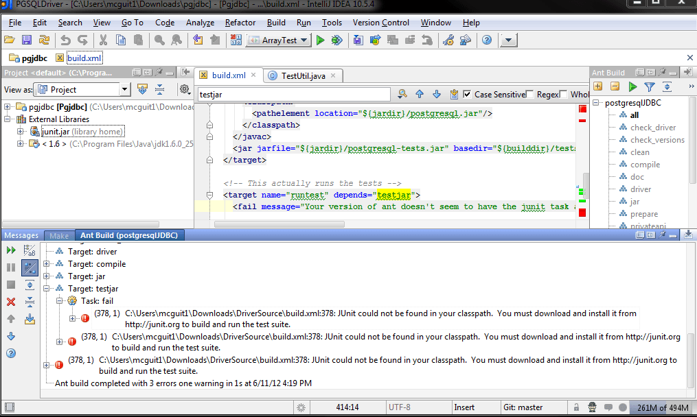IntelliJ Ant task fail Junit Could Not Be Found in Your