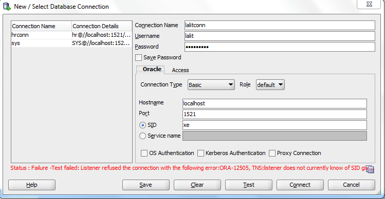 Listener refused the connection with the following error ORA12505