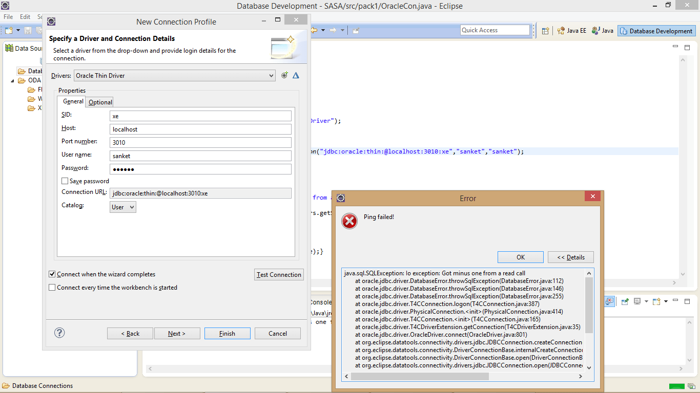 java.sql.SQLException Io exception Got minus one from a read call