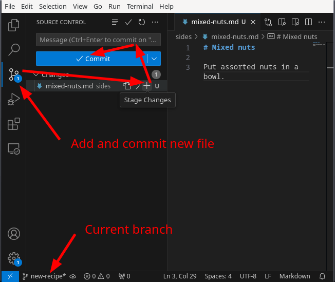 Committing changes — Introduction to version control with Git documentation