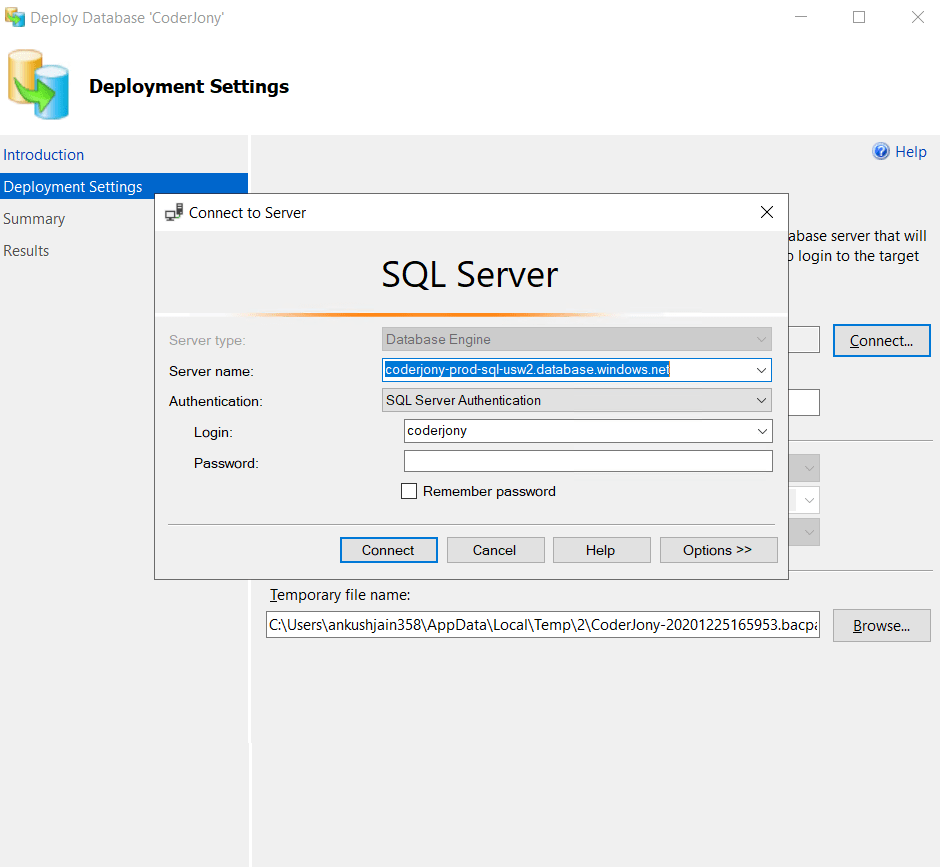 CoderJony Migrate Local SQL Server Database to Azure SQL Database