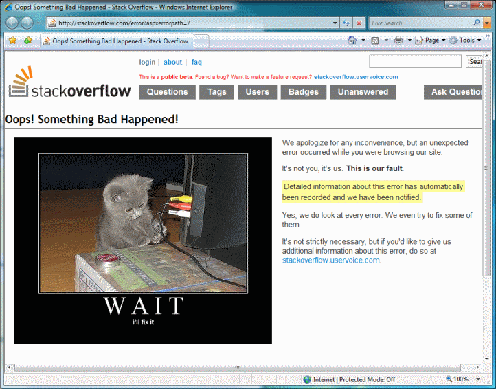 Stack Overflow Down...