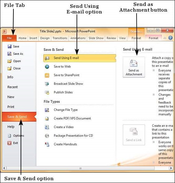 Слайдшоу по электронной почте в Powerpoint 2010