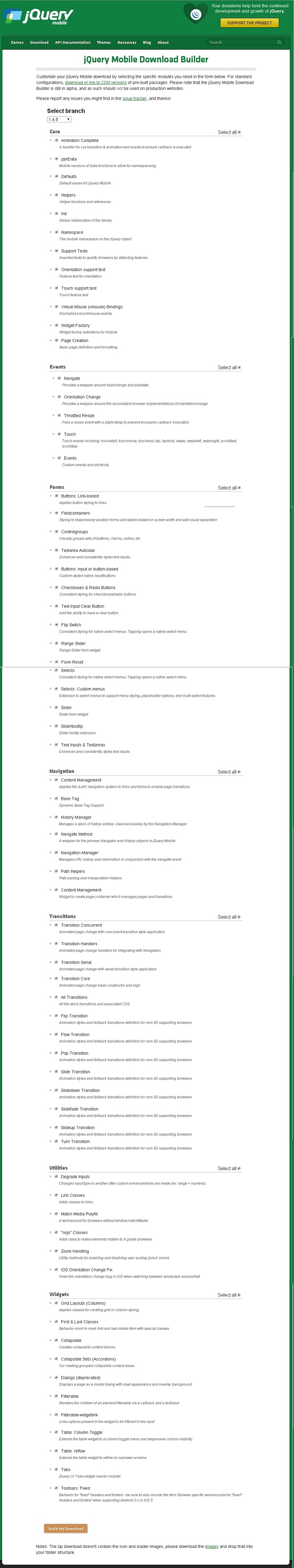 jQuery Mobile Настройка