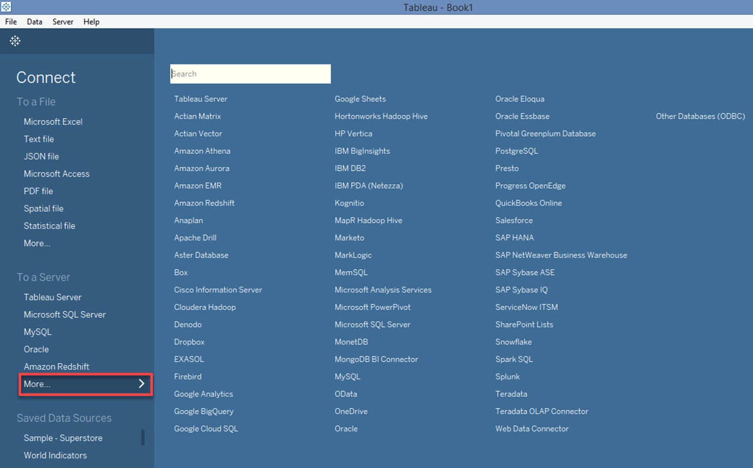 5) Tableau Data Connections