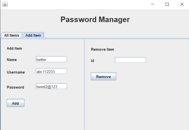 Password Manager using Java GUI Ishika1010