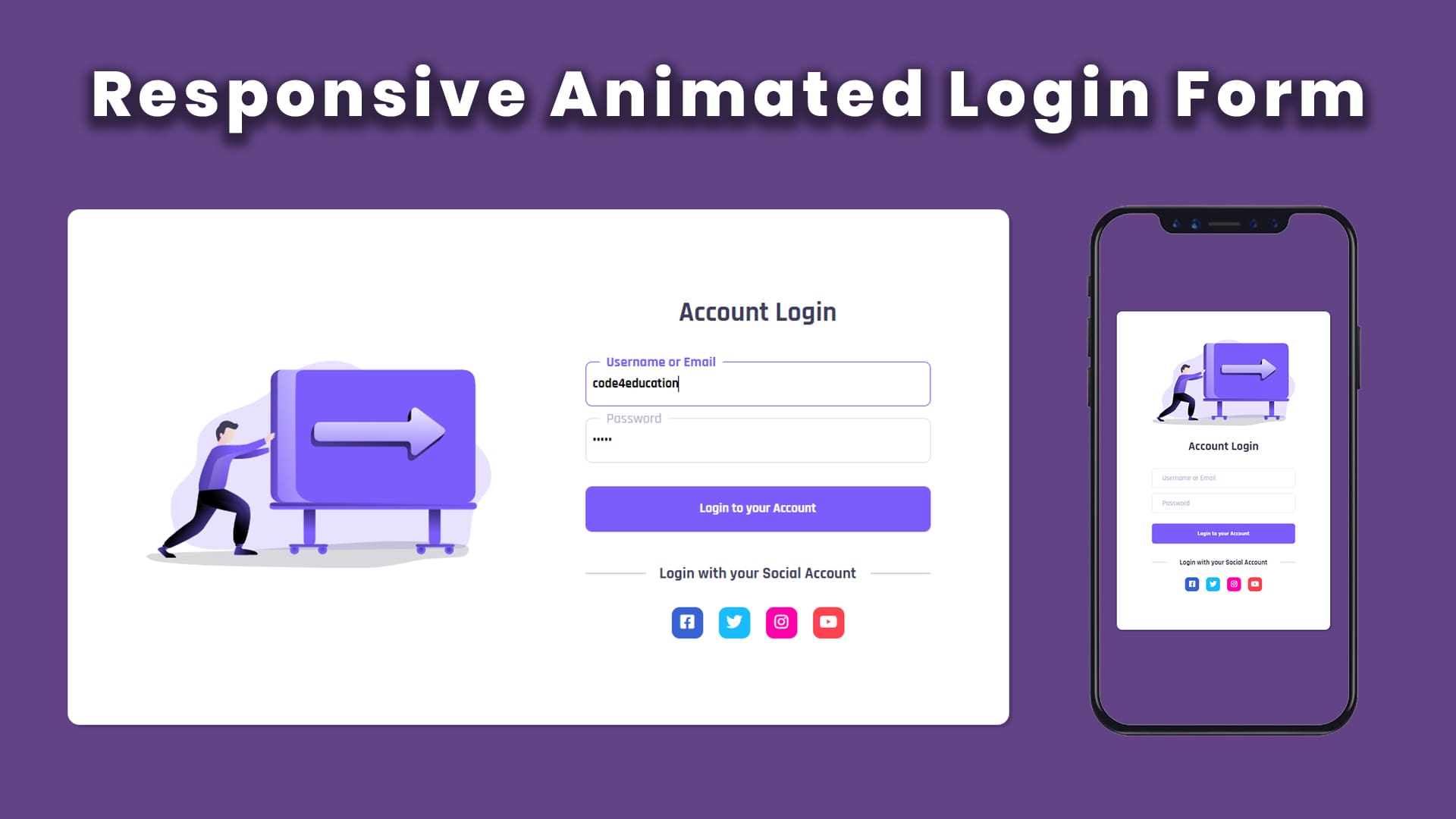 Responsive Login Form With Animated Input Placeholder Using Html Css
