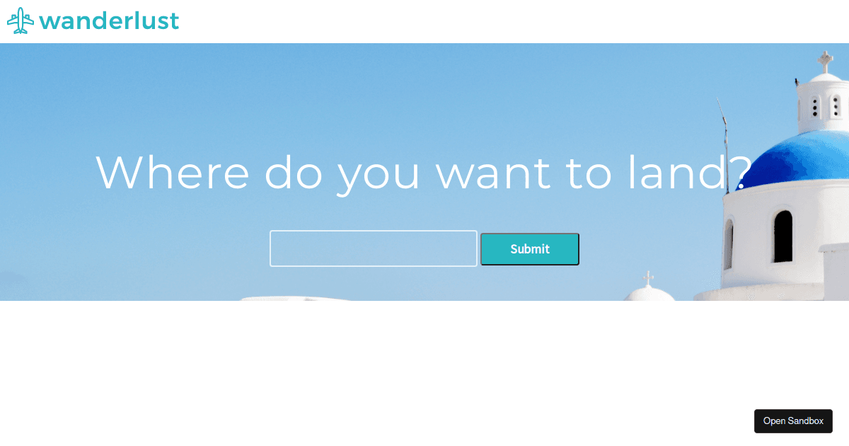 Wanderlust Codecademy Codesandbox