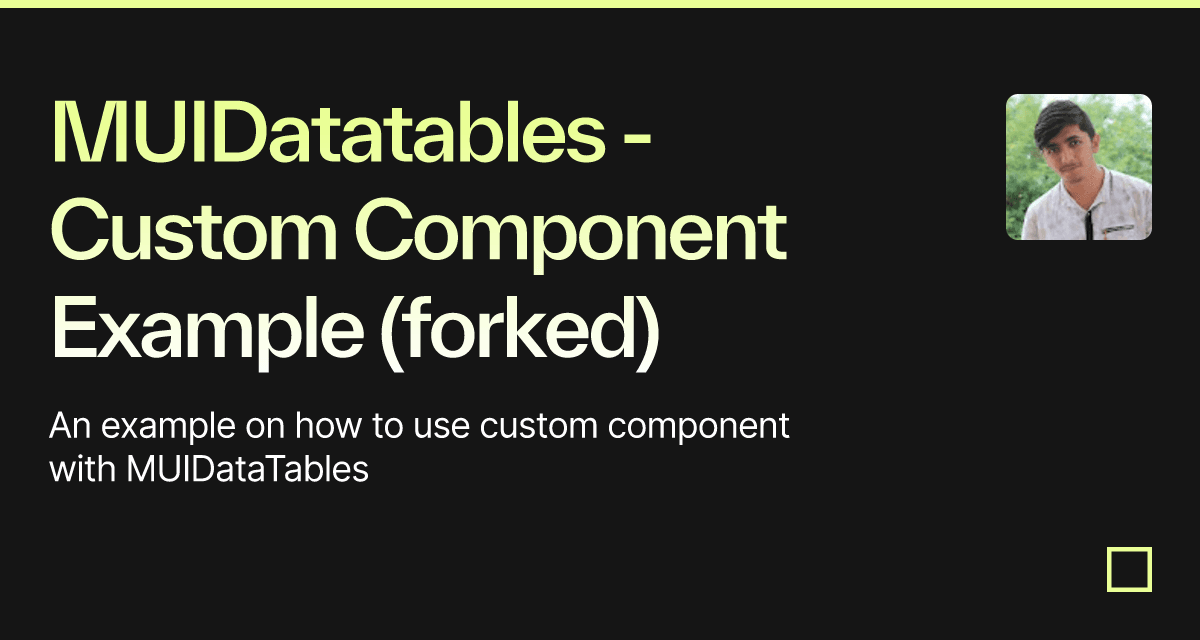 reactmuidatatable examples CodeSandbox