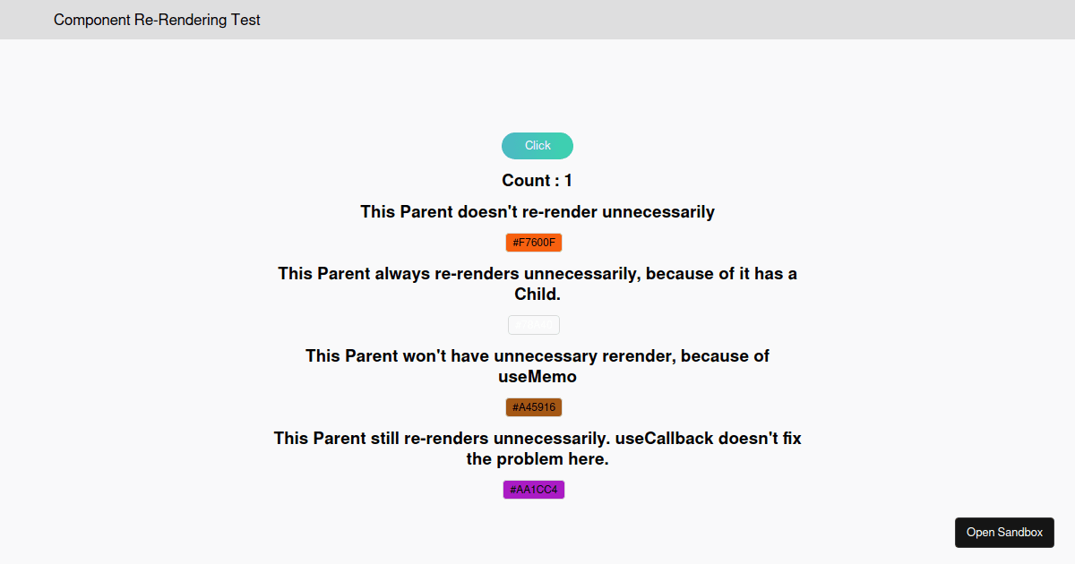 reactrerendertest examples CodeSandbox