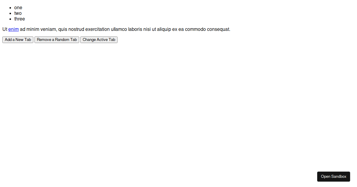 reactariatabpanel examples CodeSandbox