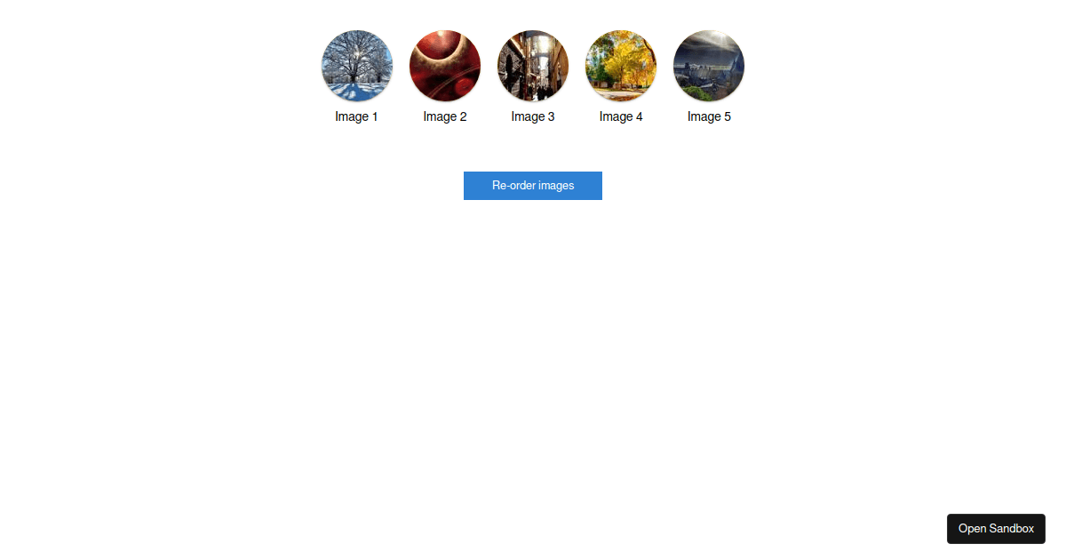 Reorder elements with slide transition and React hooks FLIP Codesandbox