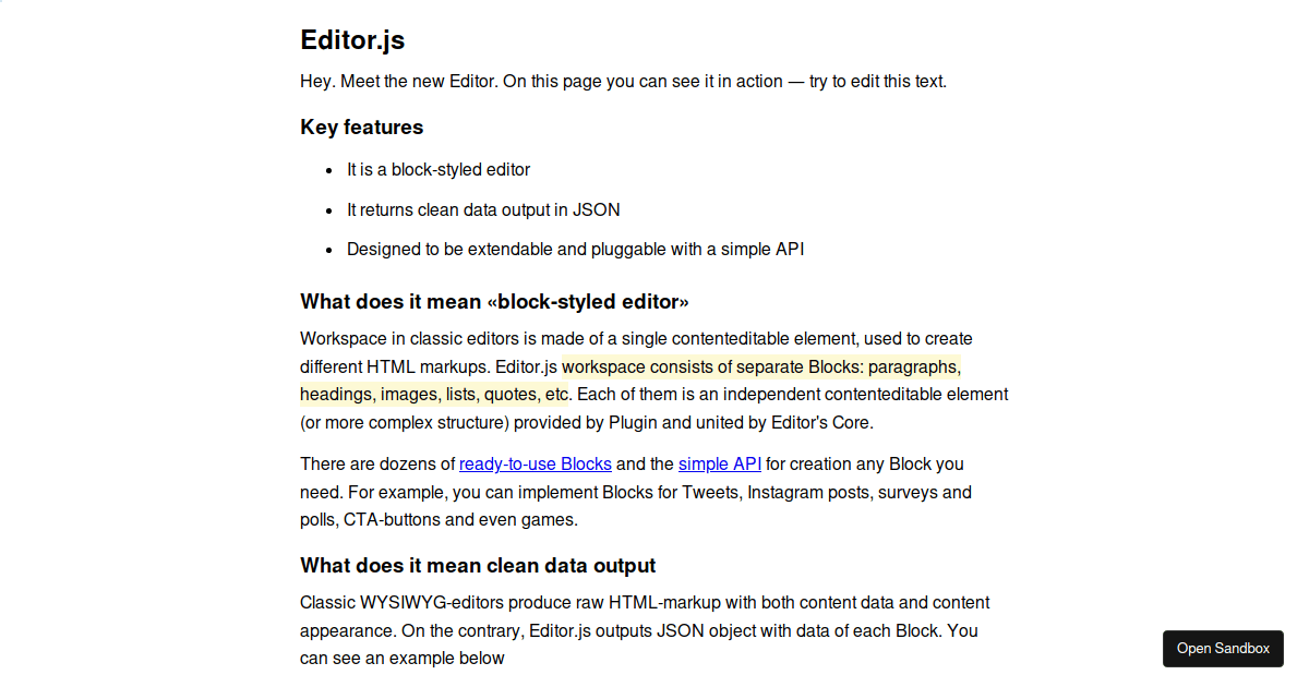 reacteditorjsv2 Codesandbox