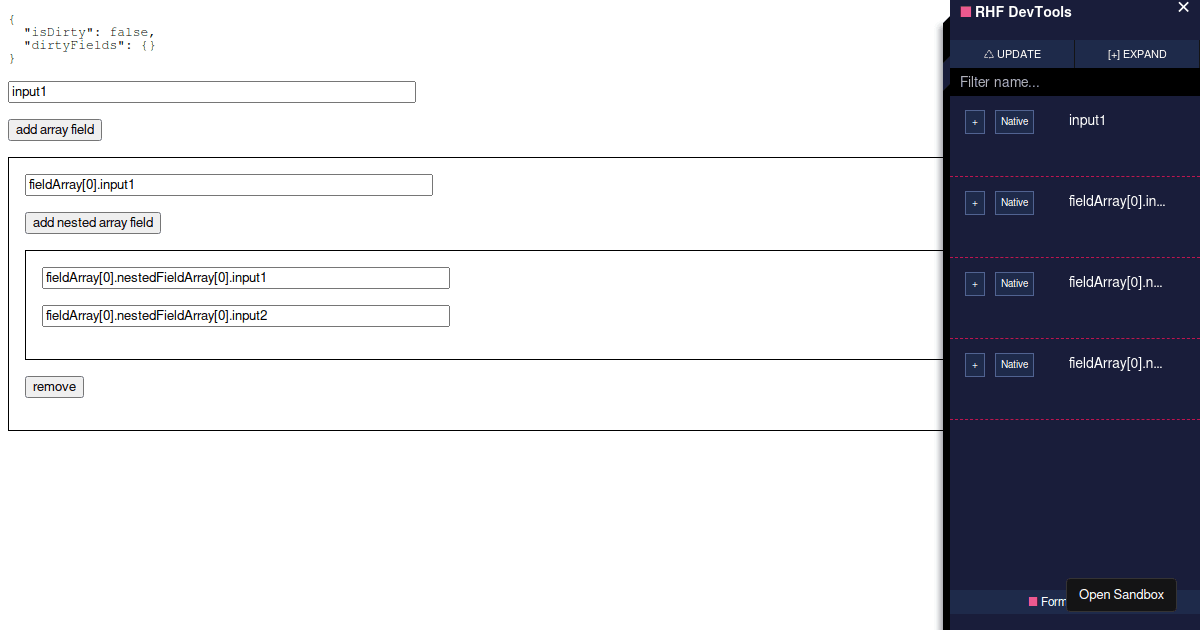 Nested Field Array Append with setValue and shouldDirty not working