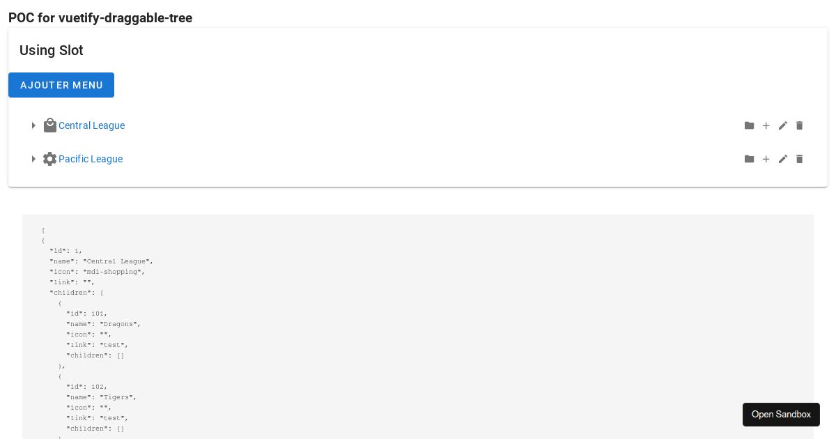 vuetifydraggabletreeview examples CodeSandbox