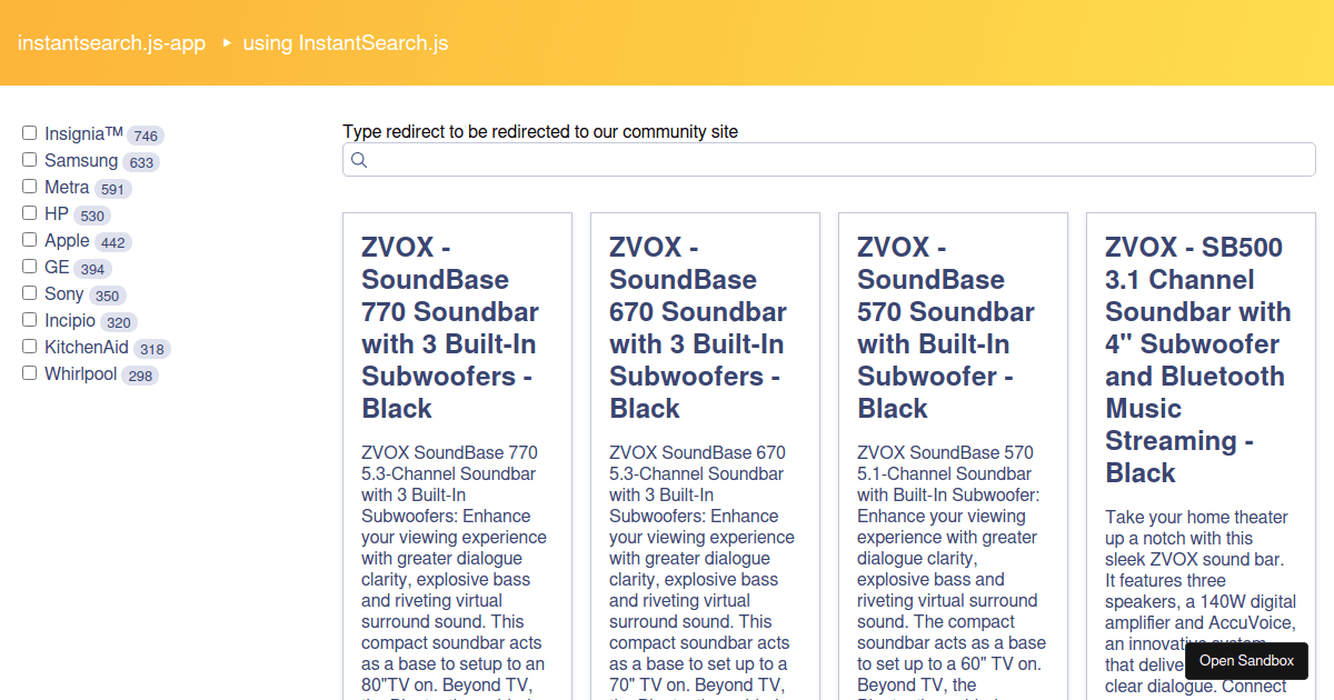 custom redirect Codesandbox