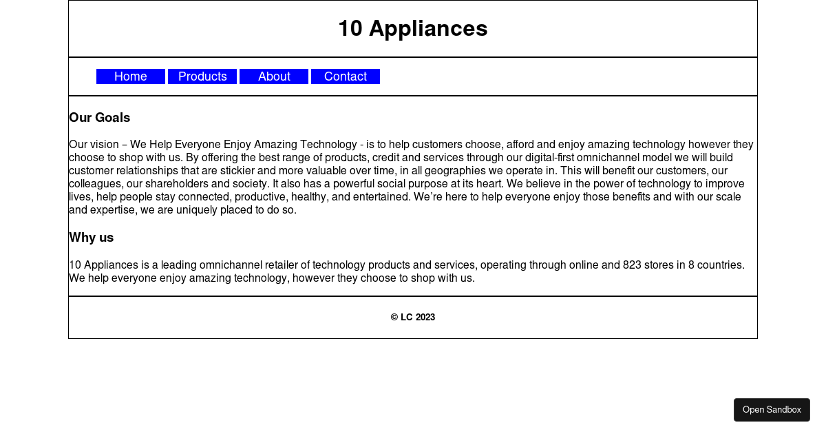 10 appliances Codesandbox