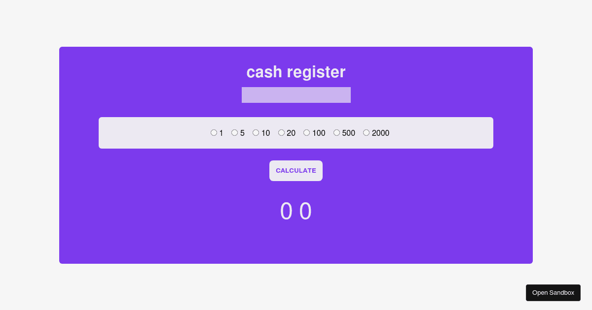 cashregisterreactapp Codesandbox
