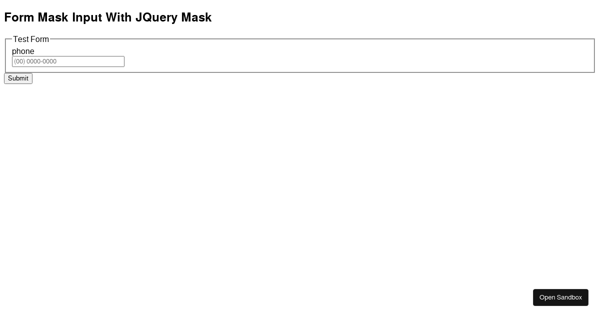 React Mask Input With Jquery Mask (forked) Codesandbox